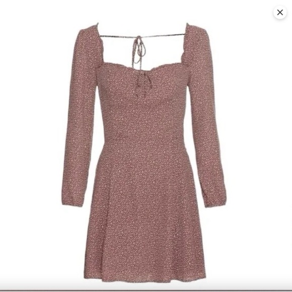 Abercrombie & Fitch Portrait Neck Long Sleeve Polka Dot Mini Dress Size Small - Picture 1 of 10